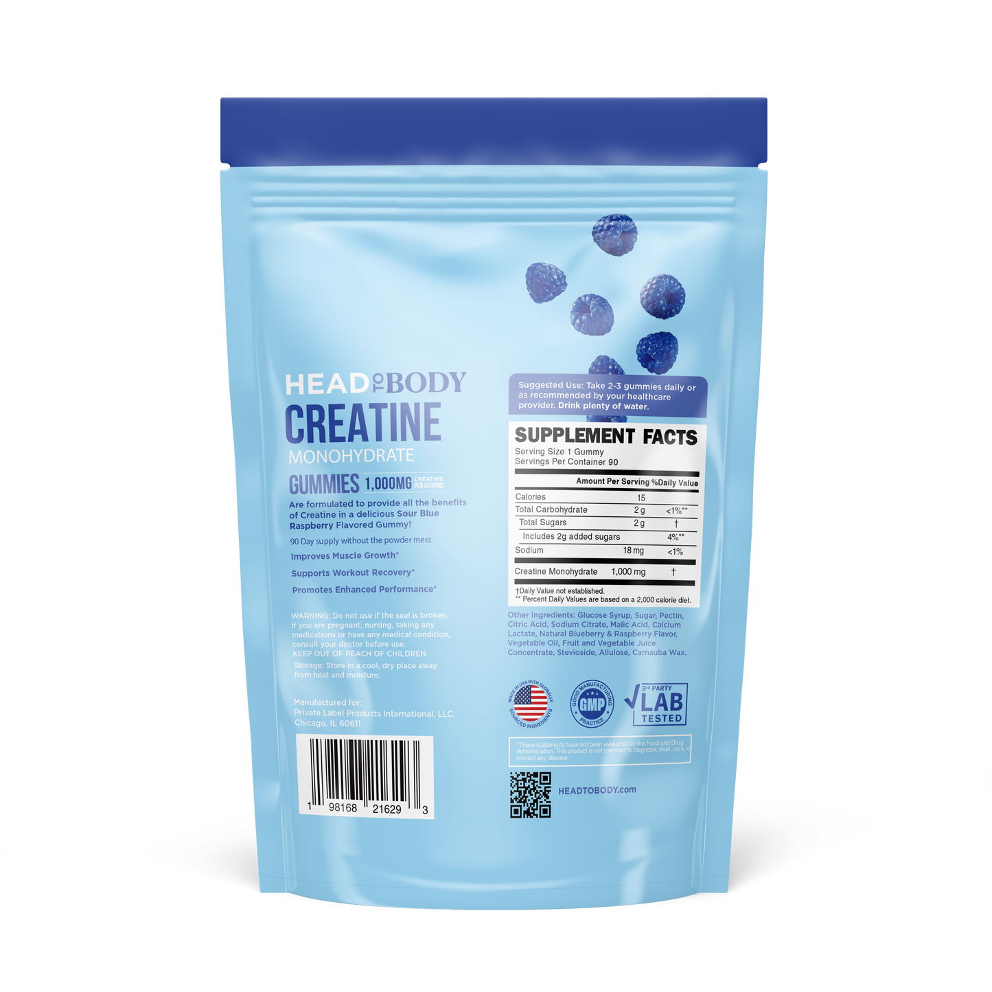 Creatine Monohydrate Gummies 1000mg - Blue Raspberry