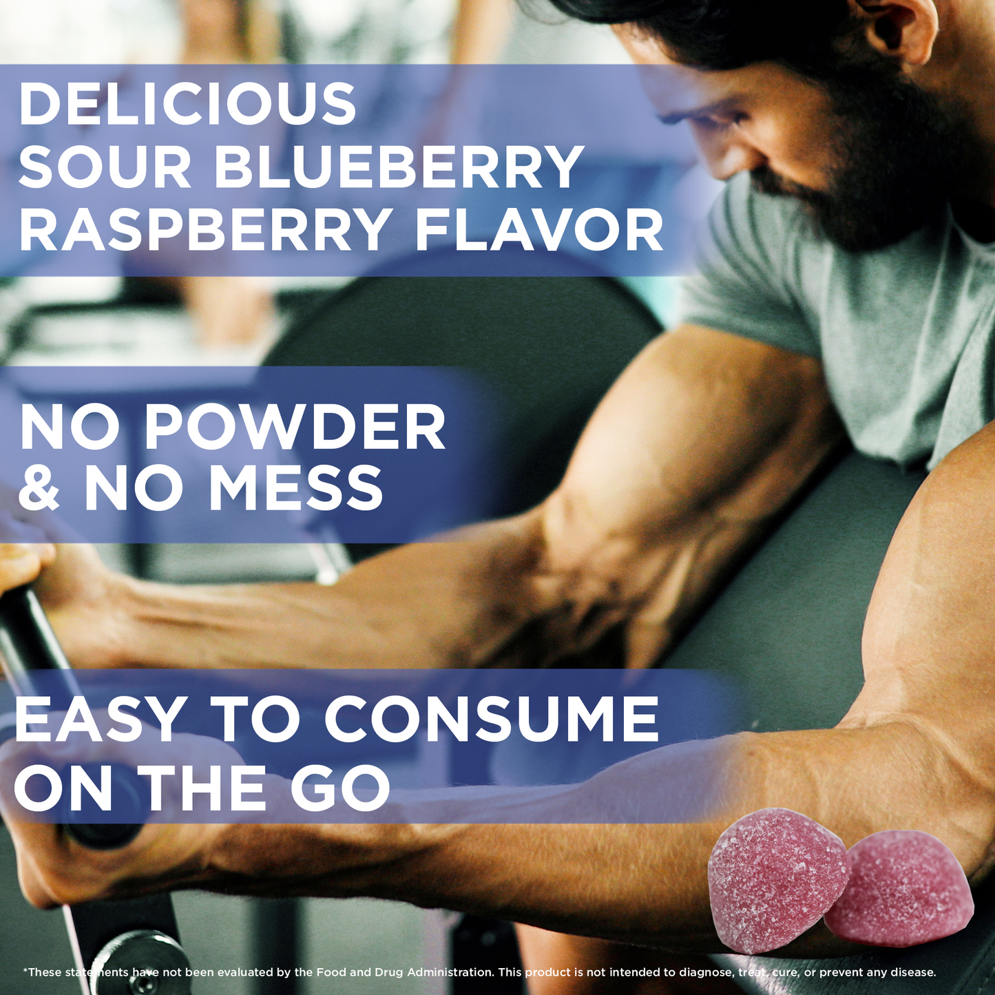 Creatine Monohydrate Gummies 1000mg - Blue Raspberry